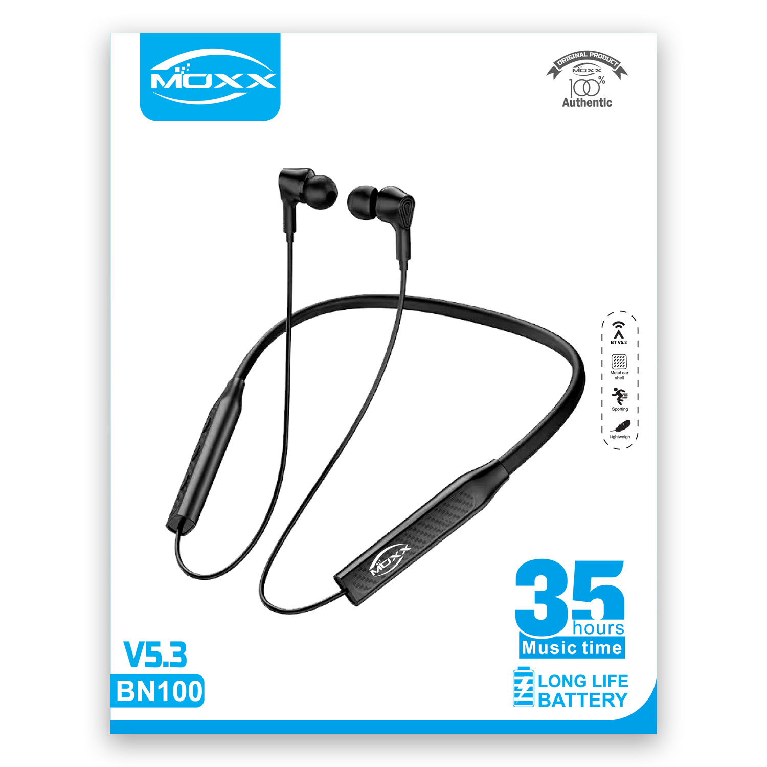 MOXX Wireless BT Neckband [BN100] | 35 Hours Music Time | 200 Hours Standby Time