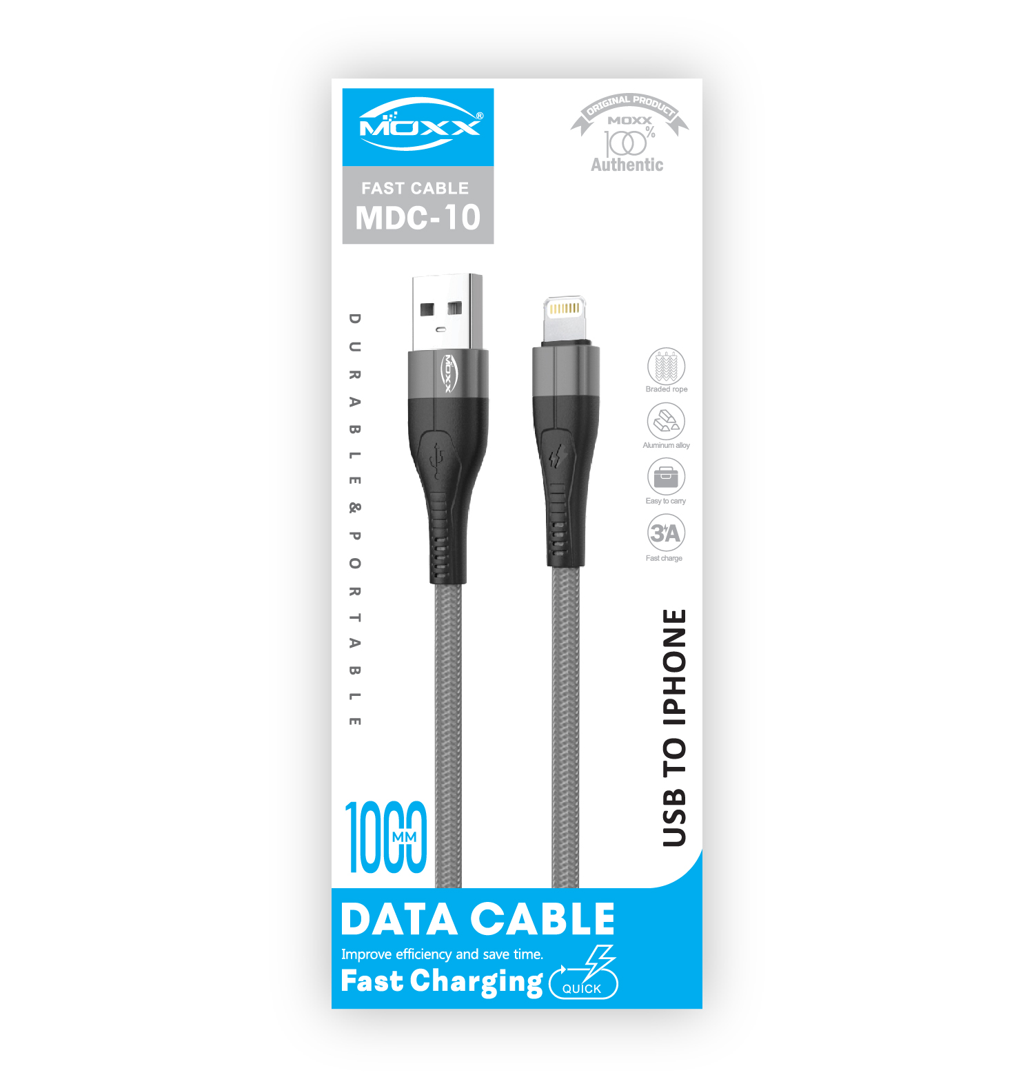 MOXX DATA TRANSFER CABLE | USB-A TO LIGHTING | FAST CHARGING