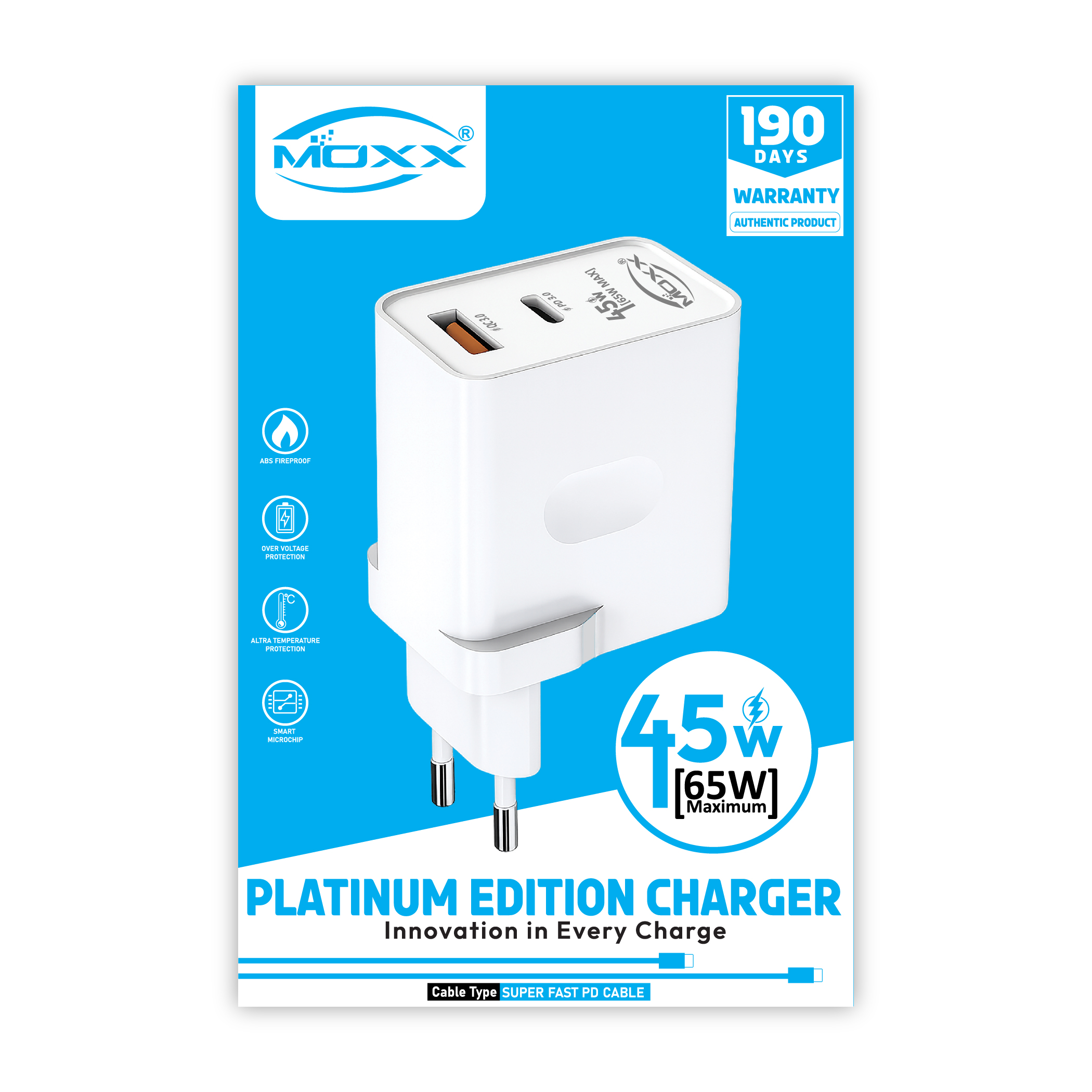 MOXX 45W PLATINUM EDITION CHARGER | PD & USB CHARGER