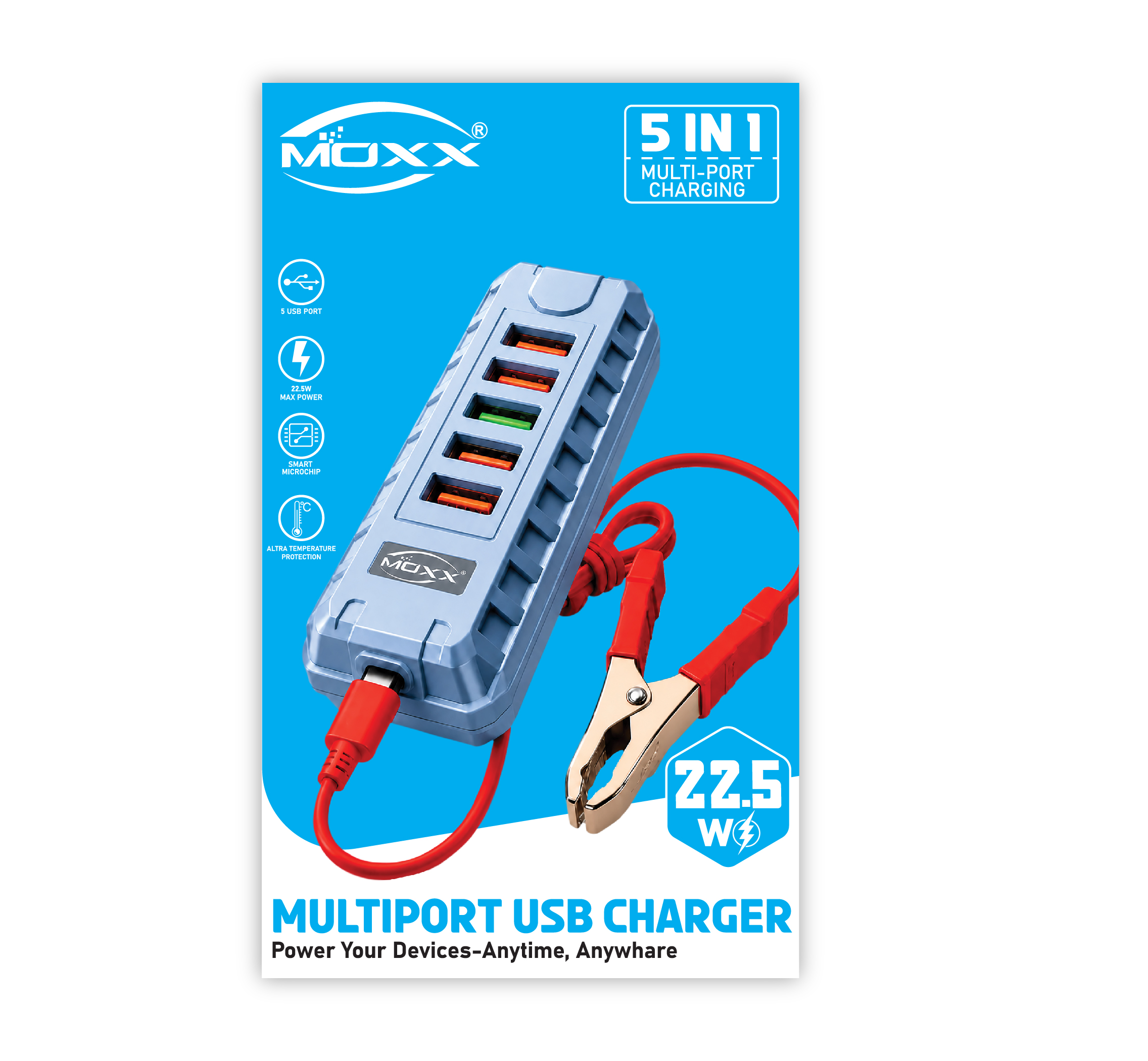 MOXX 22.5W DC CHARGER | CAR BATTERY & SOLAR CHARGER