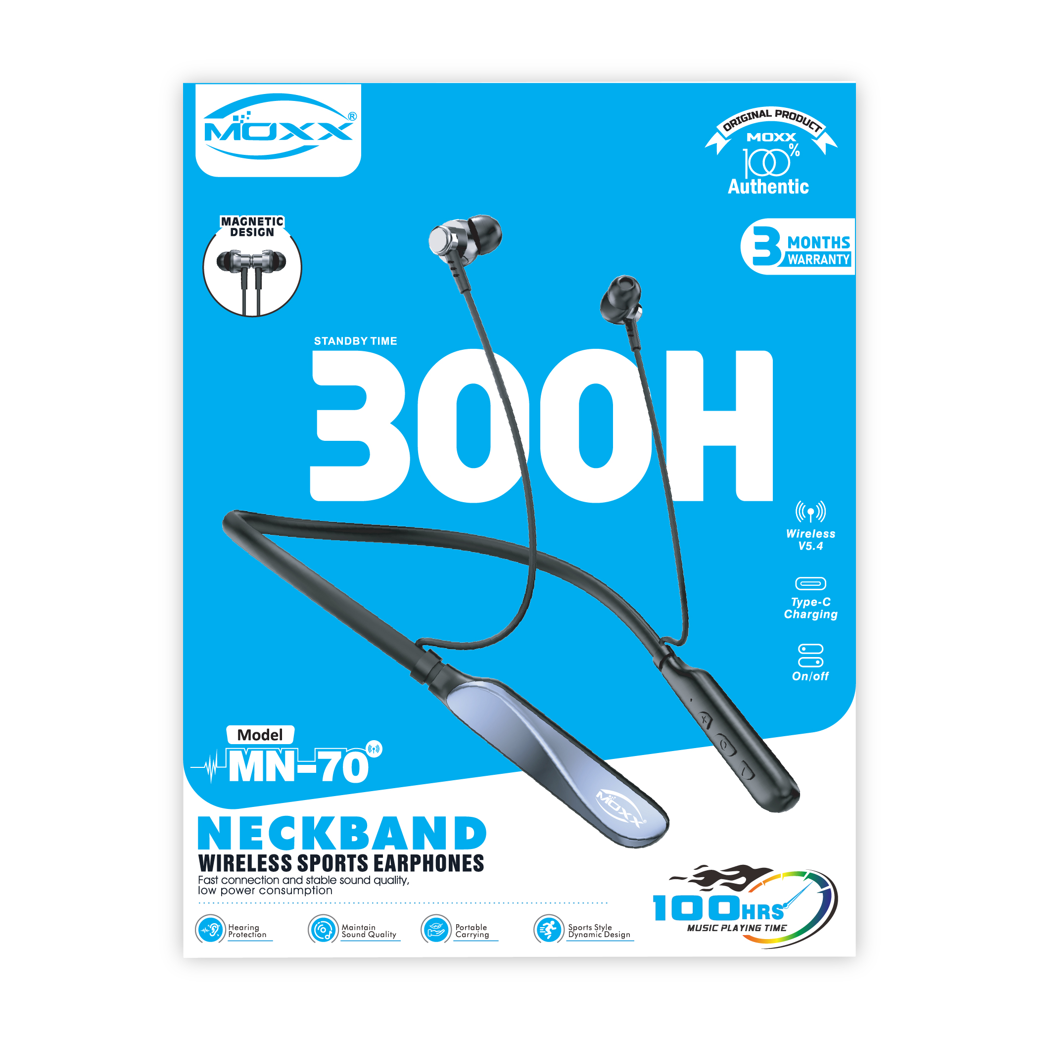 MOXX MUSIC WIRELESS NECKBAND [MN-70] | 300 HOURS STANDBY TIME