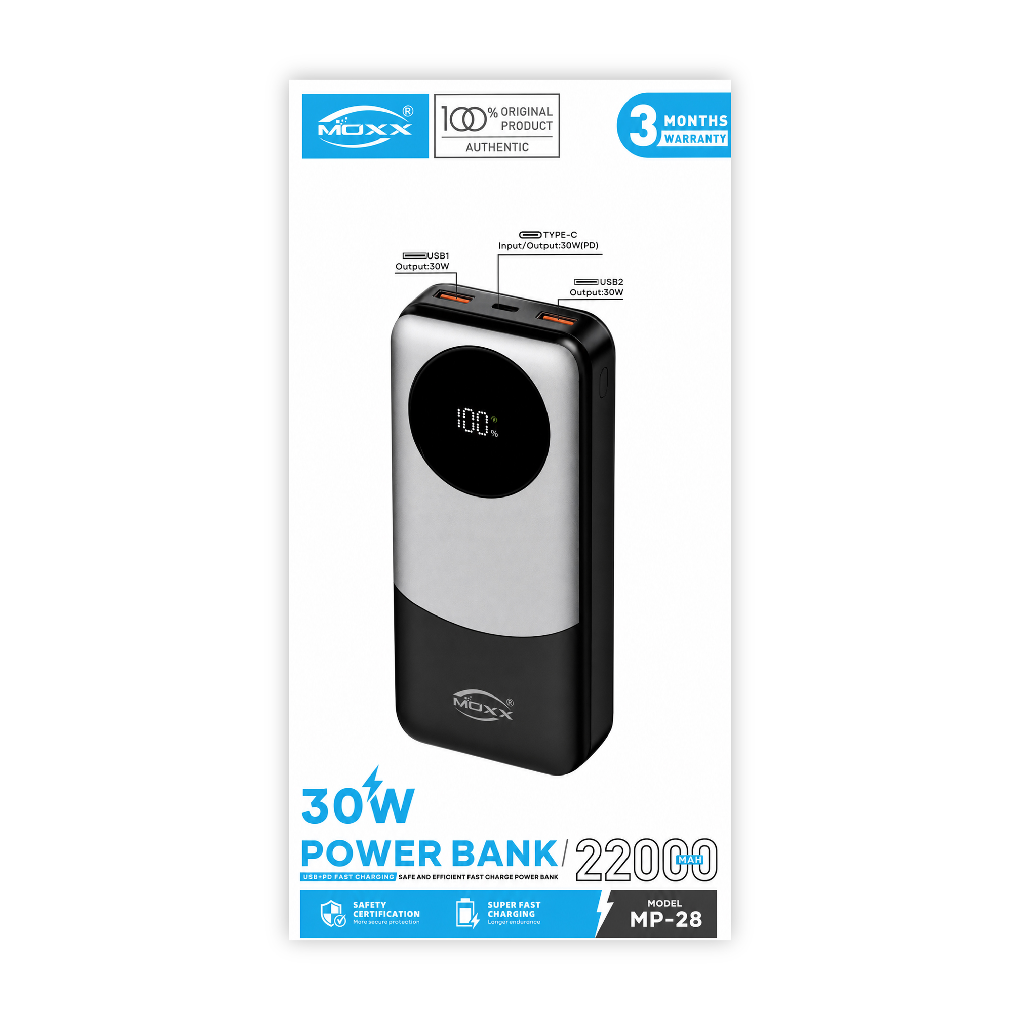 MOXX 30W 22000mAh POWERBANK | LED DISPLAY