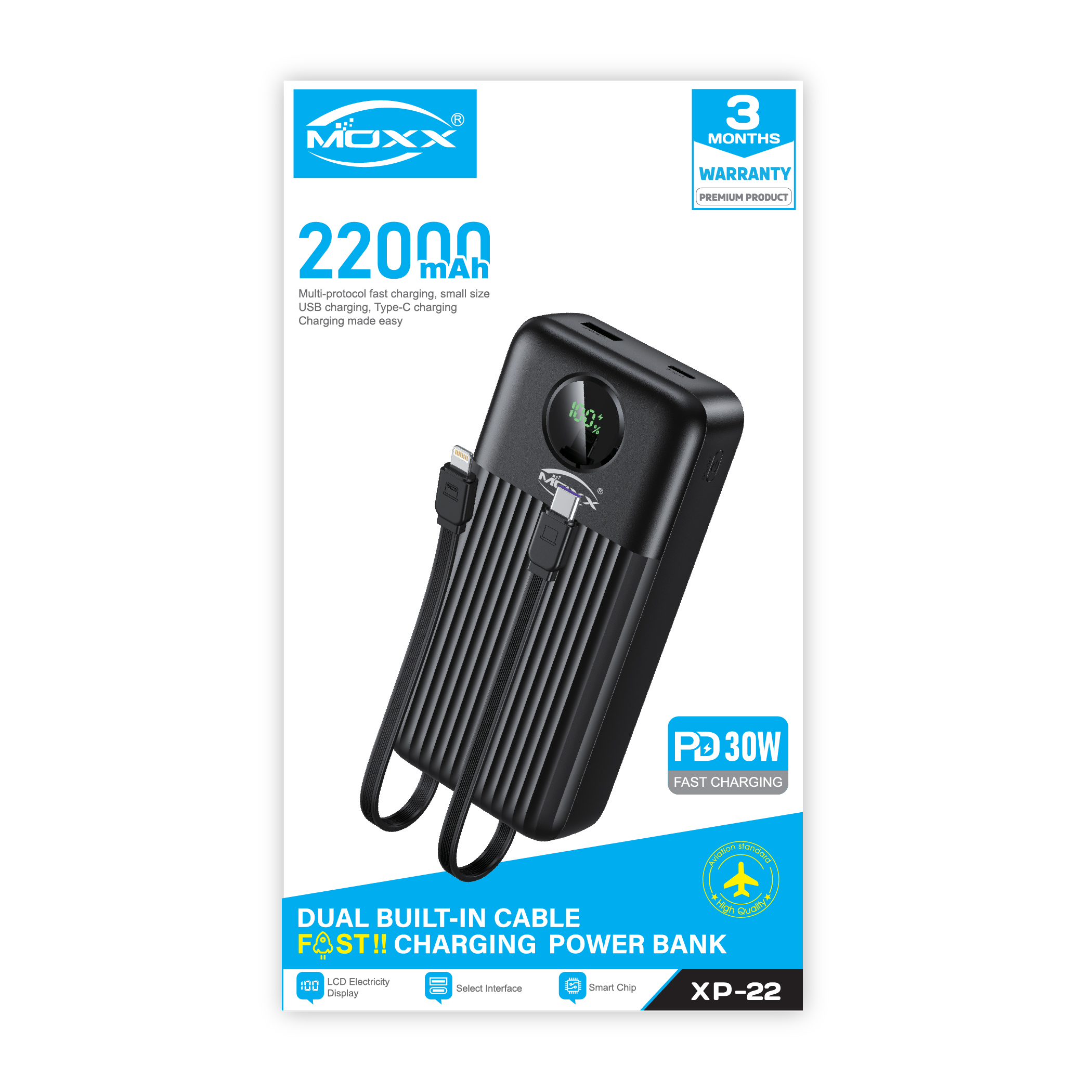 MOXX 30W 22000mAh POWERBANK | LED DISPLAY