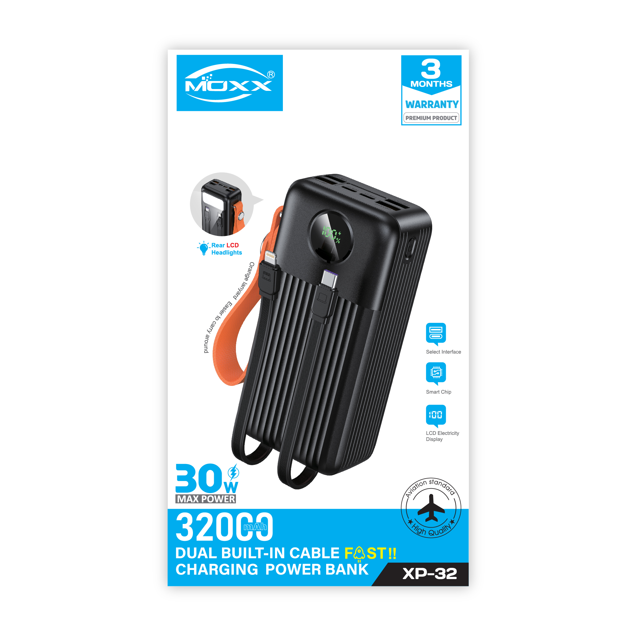 MOXX 30W 32000mAh POWERBANK | LED DISPLAY | FLASH LIGHT