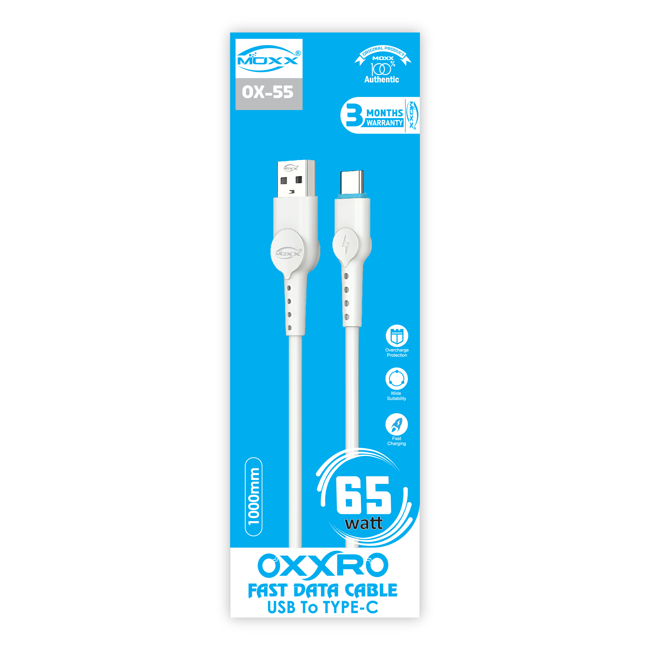 OXXRO USB TO TYPE-C CABLE [OX-55] | 120W FAST SPEED | USB TO TYPE-C