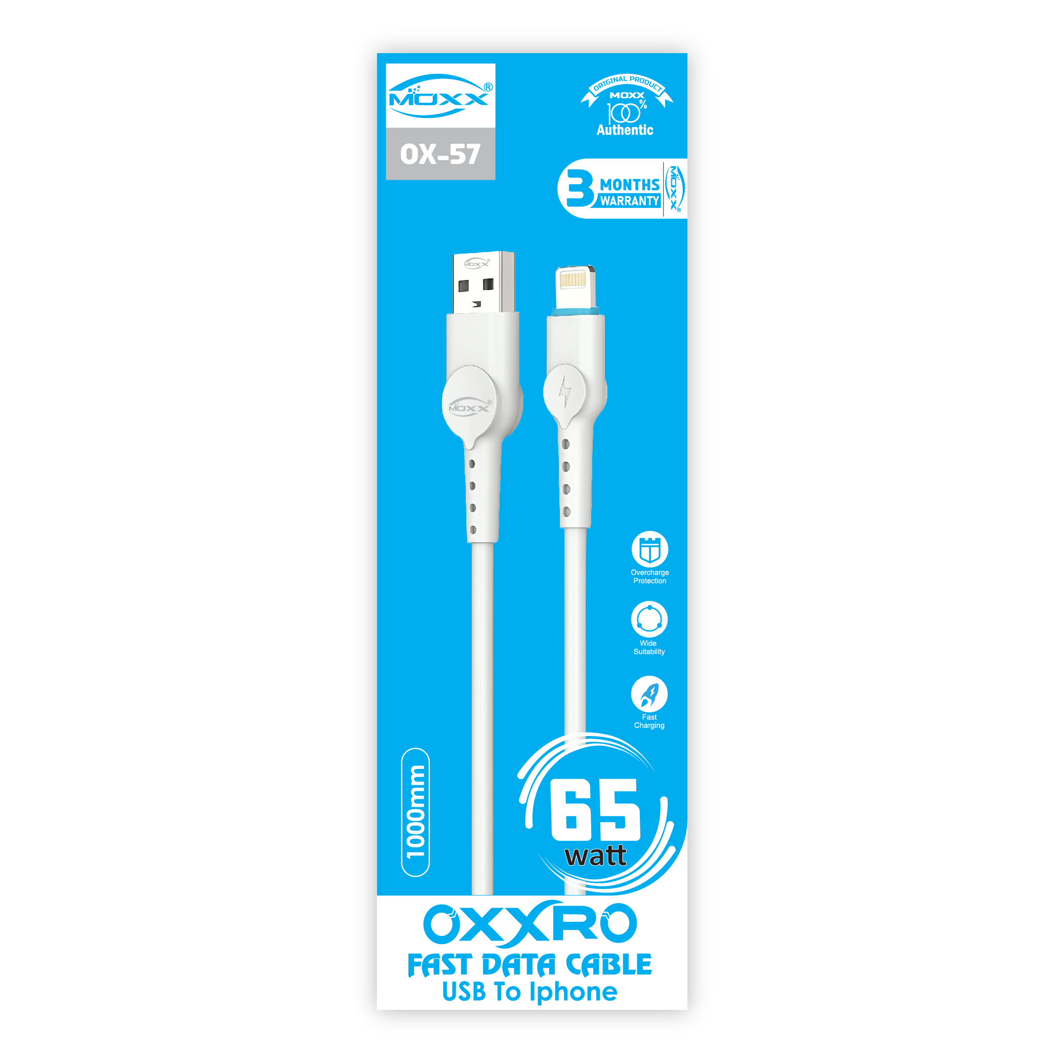 OXXRO USB TO IPHONE [OX-57] | 120W FAST SPEED | USB TO IPHONE