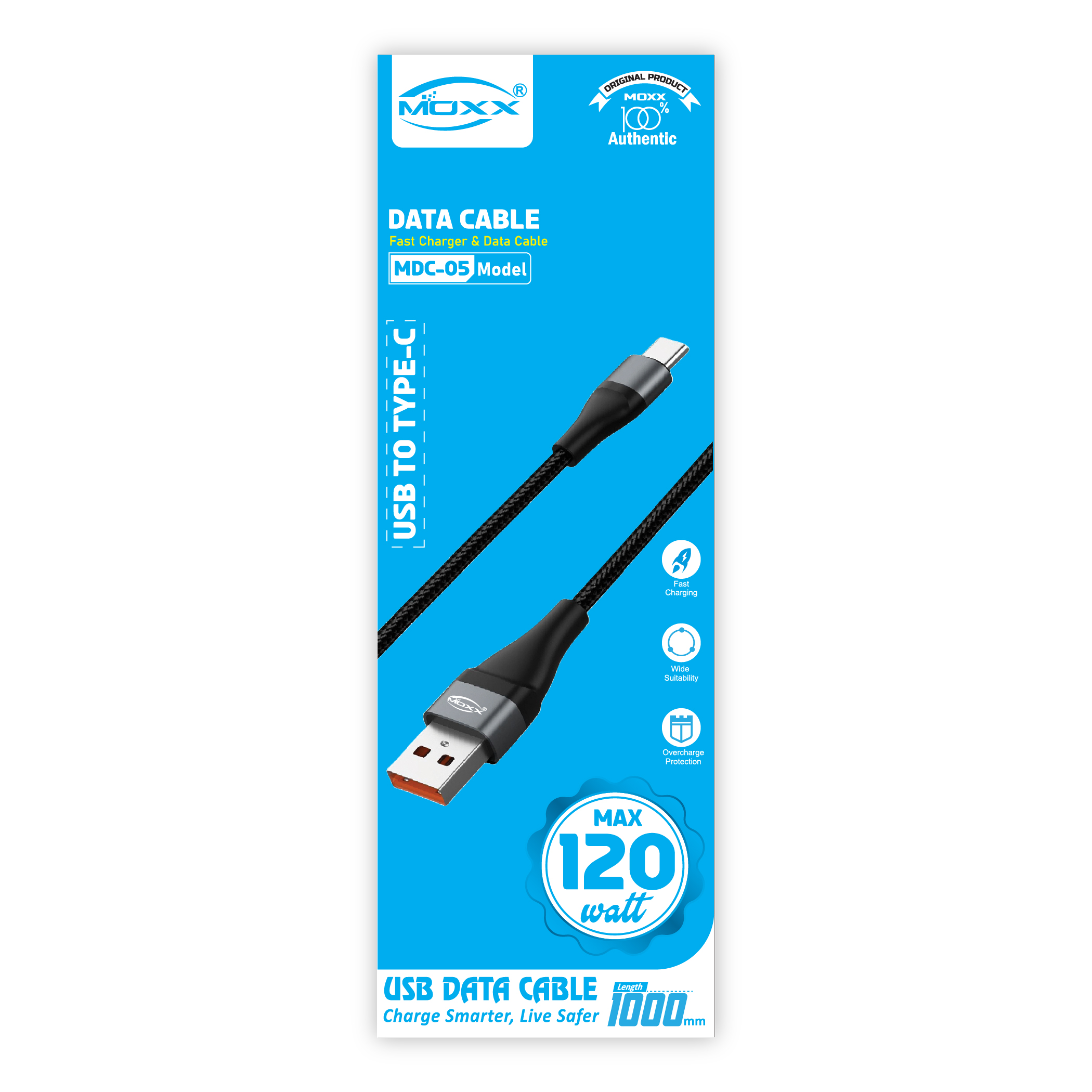 MOXX USB TO TYPE-C CABLE [MDC-05] | 120W FAST SPEED | USB TO TYPE-C