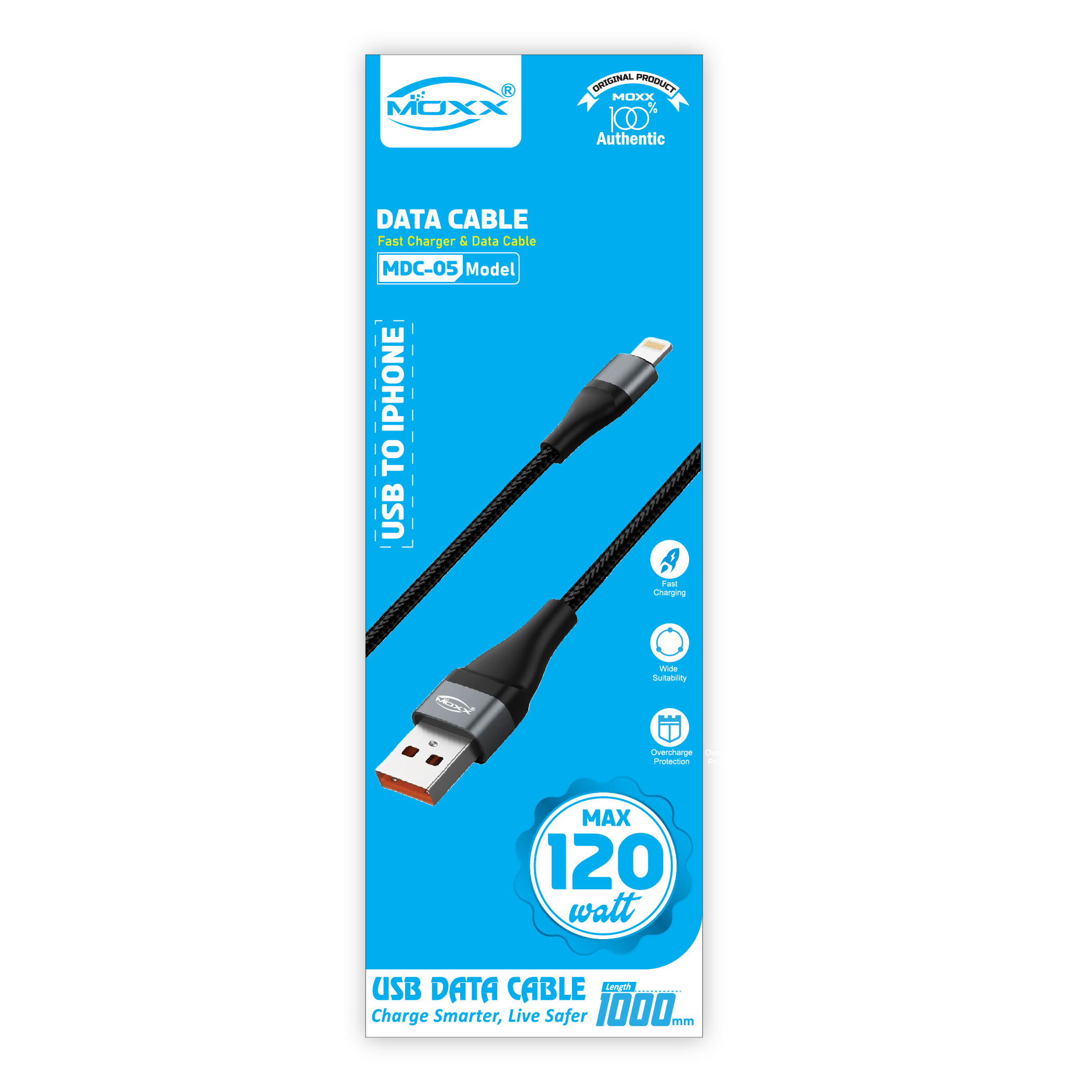 MOXX USB TO IPHONE CABLE [MDC-05] | 120W FAST SPEED | USB TO IPHONE